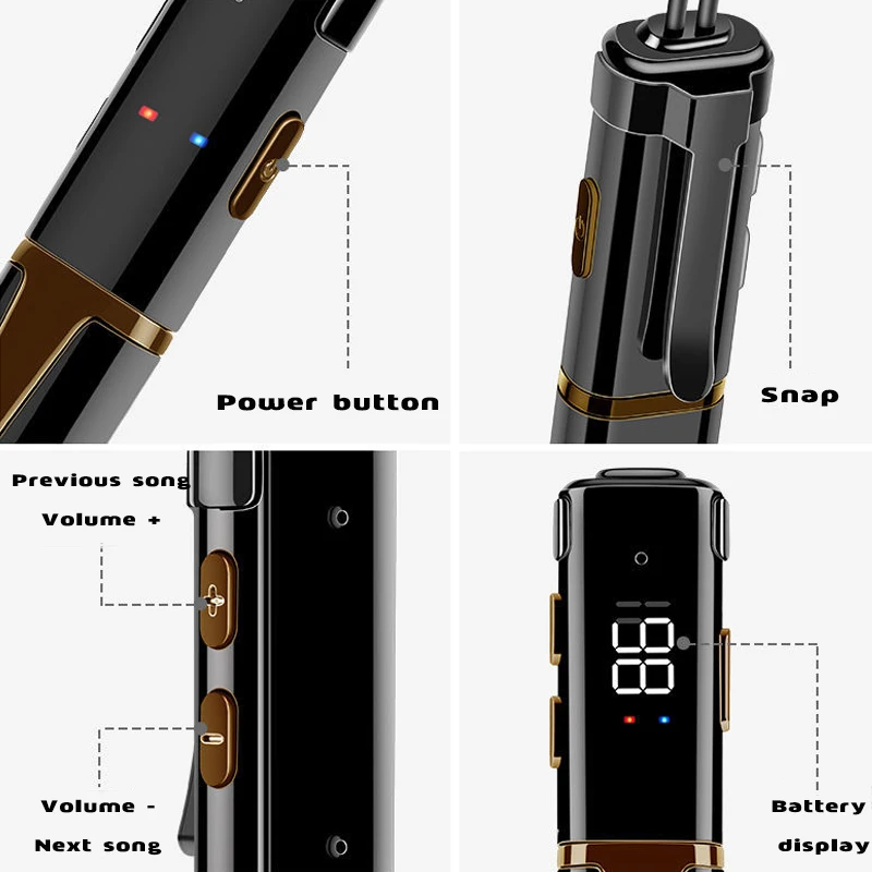 

Bluetooth 5.2 Headphones Neckband Wireless Earphones Sports Headphones With Mic Fast Charging Pluggable Headset