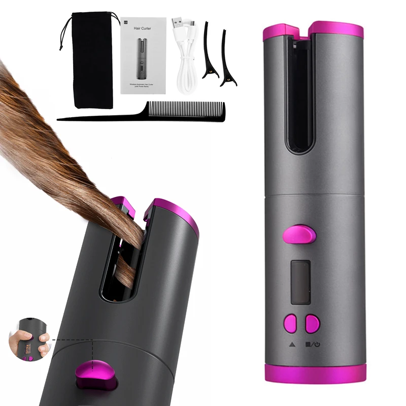 Беспроводные автоматические бигуди для волос плойка вращающиеся керамические USB