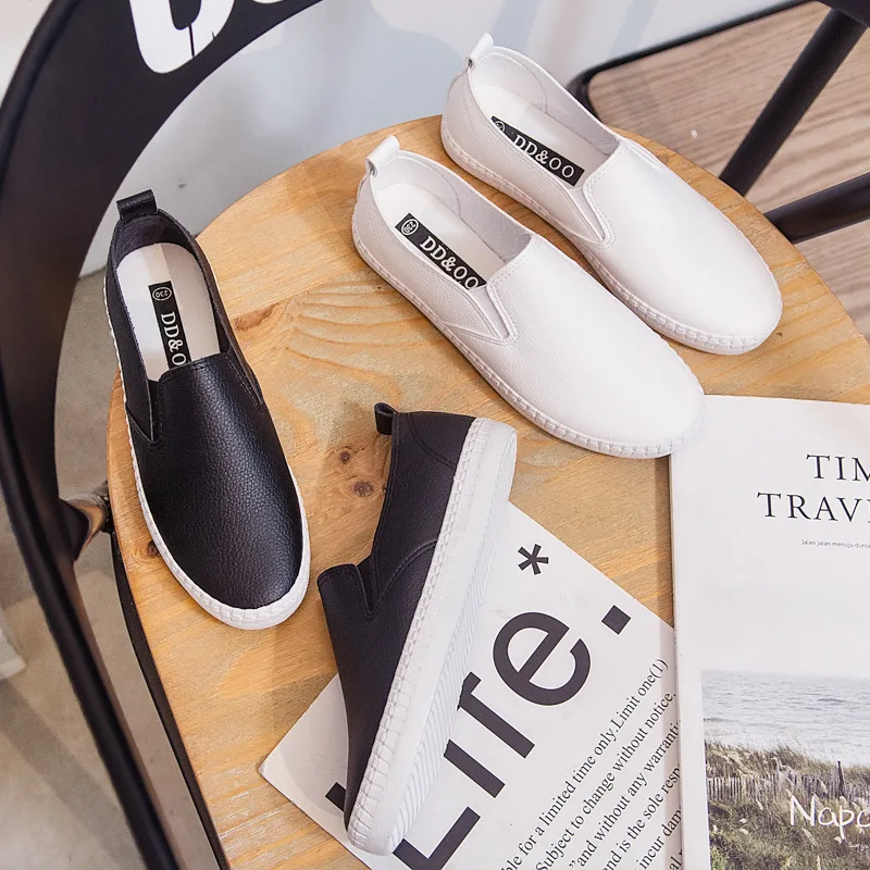 Туфли женские повседневные на плоской подошве Мокасины мягкая кожа без застежки