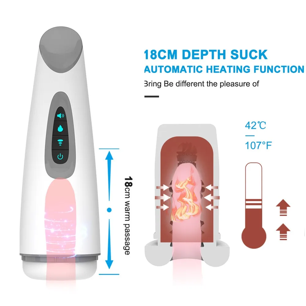 Сильный мужской мастурбатор с воздушным сосанием и подогревом автоматические