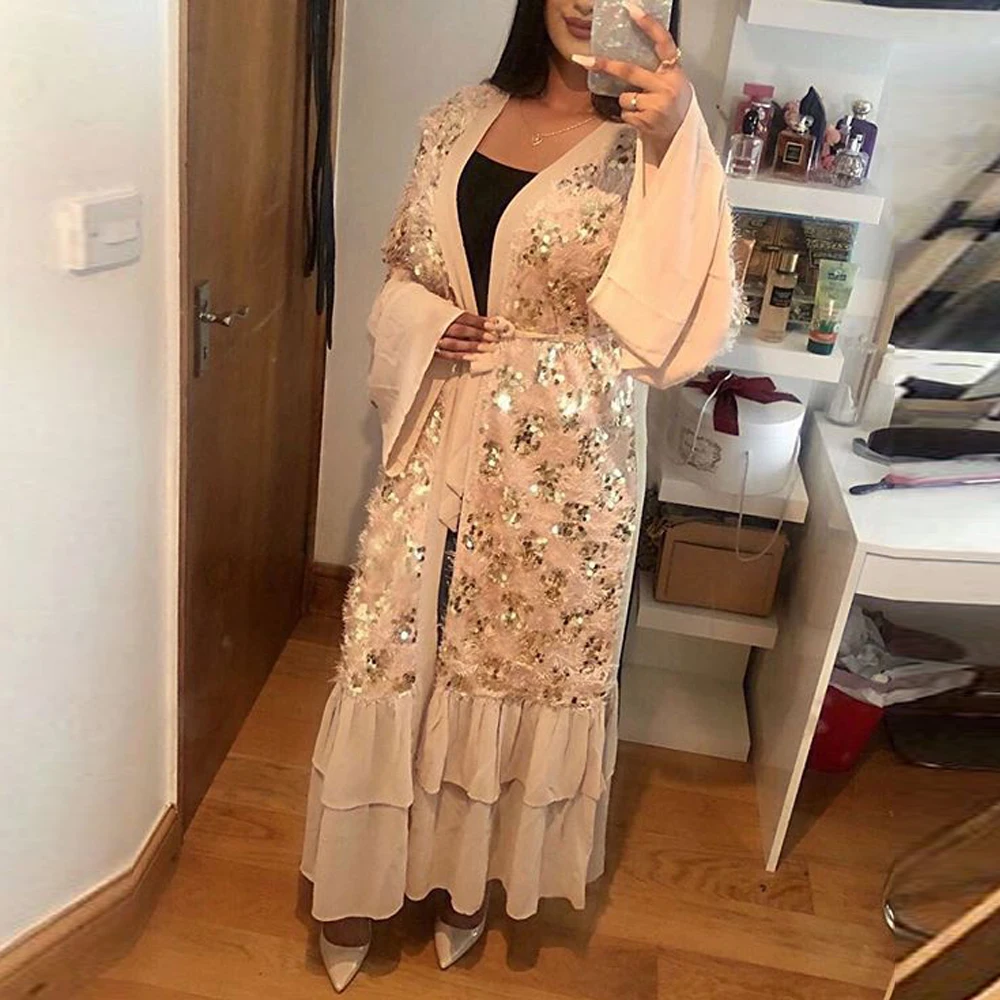 

Eid Open Dubai Abaya Kimono Cardigan Hijab Muslim Dress Women Turkish Dresses Robe Islam Caftan Moroccan Kaftan Islamic Clothing