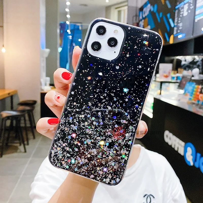 Чехол для Apple iphone 12 Pro Max mini 11 XR X XS SE 2020 7 8 6 6S Plus 5 5s прозрачный с блестками | Мобильные
