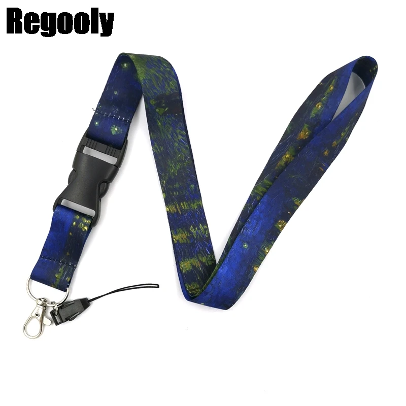 

Starry Night Over the Rhone Keychain Lanyards Id Badge Holder ID Card Pass Gym Mobile Phone Badge Holder Key Strap