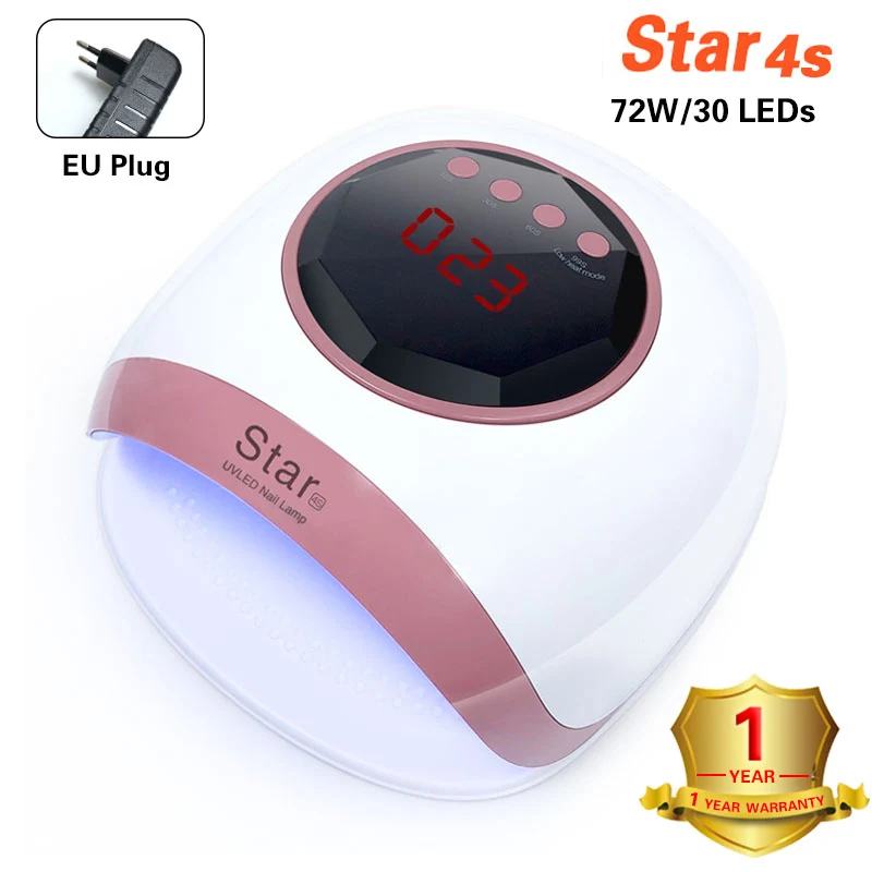 star4s-eu Star4s светодиодный светильник 72Вт Сушилка для ногтей ЖК-дисплей 30 светодиодный Сушилка для ногтей лампа для маникюра Гель-лак автоматический датчик таймер УФ кабина - Цвет: star4s-eu