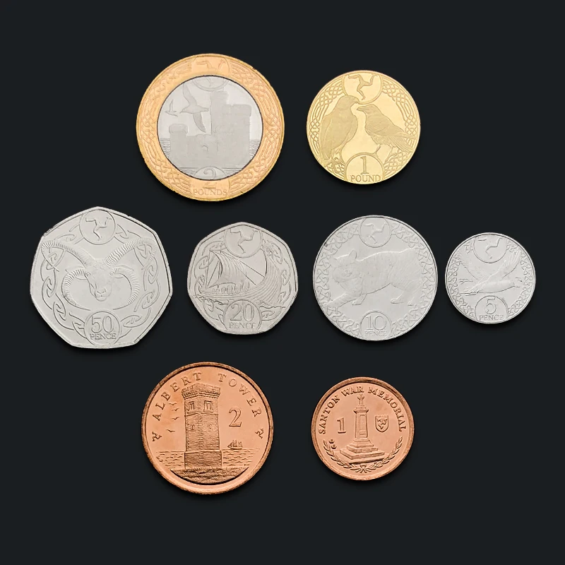 

100% Real Original Coin Uncirculated Isle of Man Coins Full Set 8 Unc