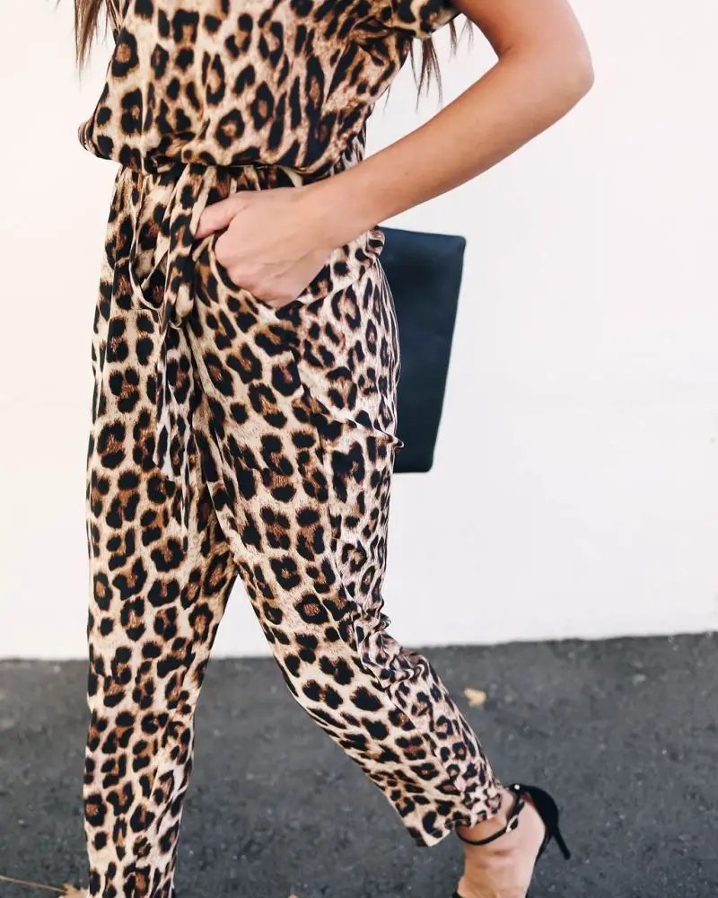 

Jumpsuit Women Office Lady Leopard Jumpsuit Fashion Casual Jumpsuit