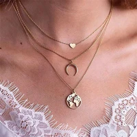 delysia king simple love moon multilayer alloy clavicle neck chain