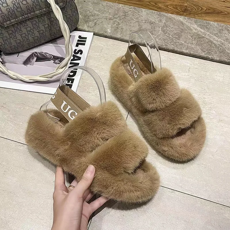 

Wool slippers women wear ins tide thick bottom 2021 net red trend fashion student dormitory versatile muffin wool slippers PD