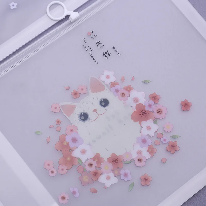 A4 папка для файлов на молнии пластиковая прозрачная сумка документов Кошки