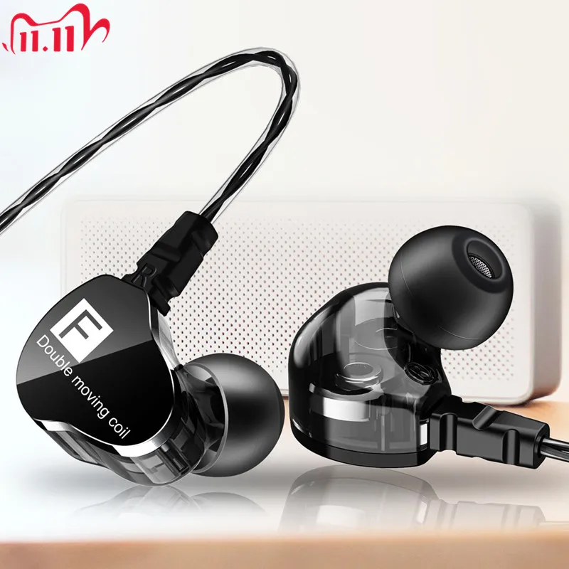 Проводные наушники Fonge F4 с усиленными басами и двойным драйвером стереонаушники