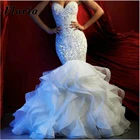 Свадебное платье с бисером дубайского дизайна, свадебное платье с кружевной аппликацией и кристаллами, свадебное платье с юбкой-годе, платье невесты 2020