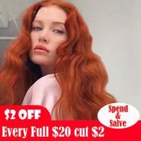 synthetic lace front wig cosplay curly body water wave ginger red burgundy hair for black women glueless preplucked frontal wigs