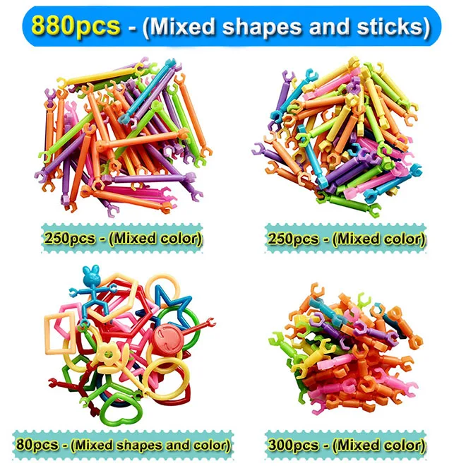 880pcs Sets 100/880 шт. клеевые карандаши новые сборные строительные блоки для детей стека палочки игрушки Смарт различными видами профилей стержни игрушка «сделай сам» для детей E1-5 - Цвет: 880pcs Sets