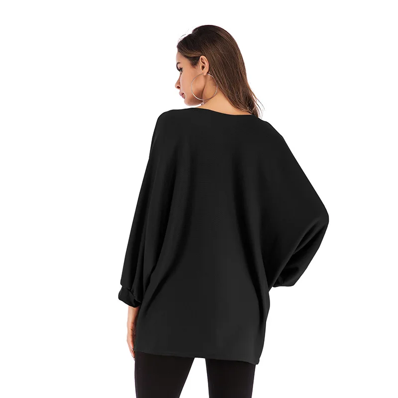 

New 2020 Fashion Sweatshirts Loose Solid Harajuku Pullovers O-neck Streewear Full Sleeve Black Khaki Femme Casual Women Tops