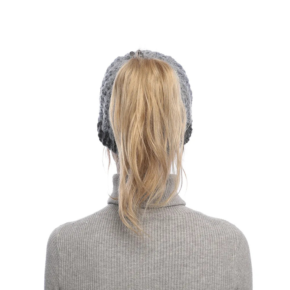 Europe, America, autumn and winter, new, matching, hole, cap, cap, empty top, knitted wool cap, ponytail cap, warm hat