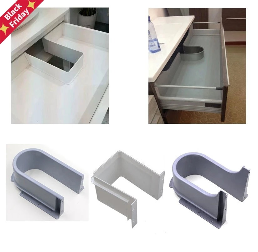 

Plastic U Shape Sink Drawer Kitchen Bath Furniture Cabinet Recessed U under Sink Drainage Grommet