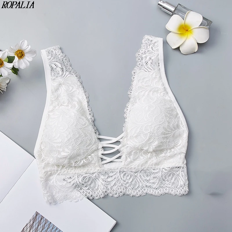 

Hot Sale Women Wire Free Sexy Lingerie Underwear Deep V Lace Bralette Bra Female Seamless Padded Push Up Plunge Bras Sujetador