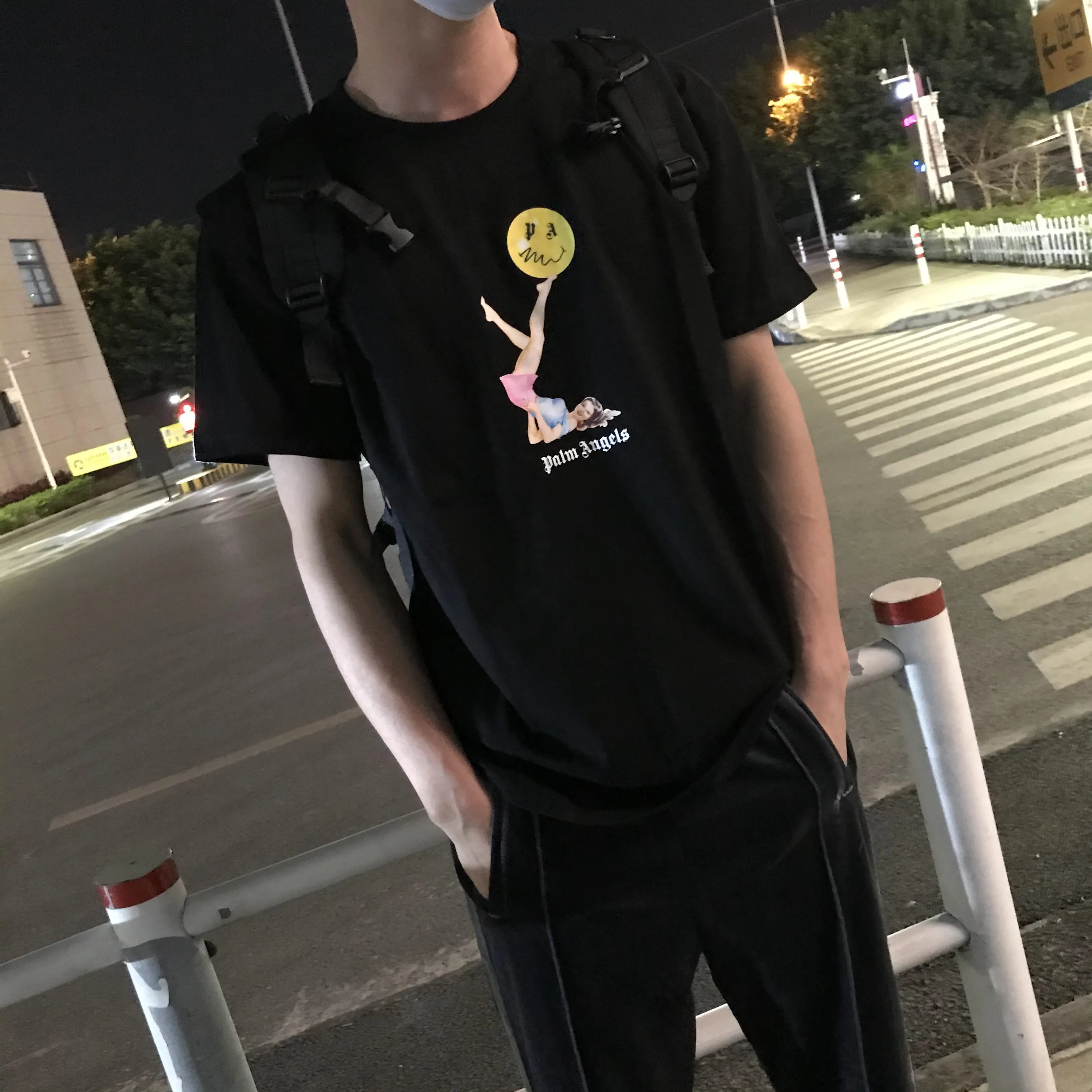 

Palm Angels Smiley Joint Juggling Girl PA Smiley Print T-shirt Men's and Women's Short Sleeve 6559621