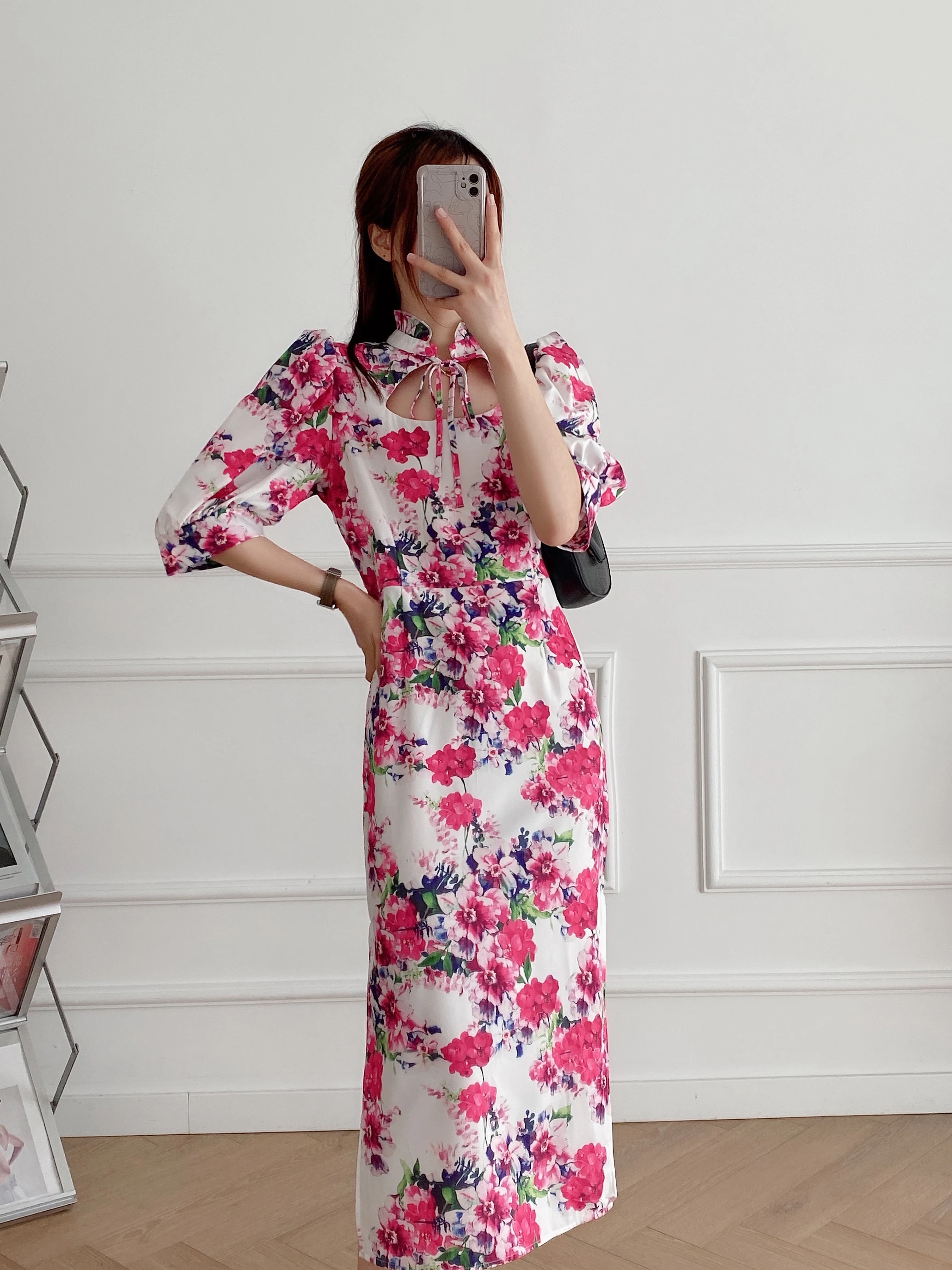 

Women Dresses Summer 2022 Sexy o Neck Floral Print Dress Ruffle Short Sleeve A Line Mini Dress Wrap Sundress Robe Women Party