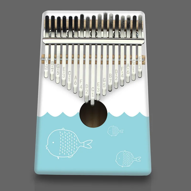 

Nice Sound Creative Beginner Finger 17 Tones Kalimba Piano Painted on White Musical Instrument Thumb Resonance Box Piano