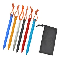 23cm 6pcs aluminum ground nail tent stakes lightweight tent pegs with reflective rope nail for camping trip hiking gardening
