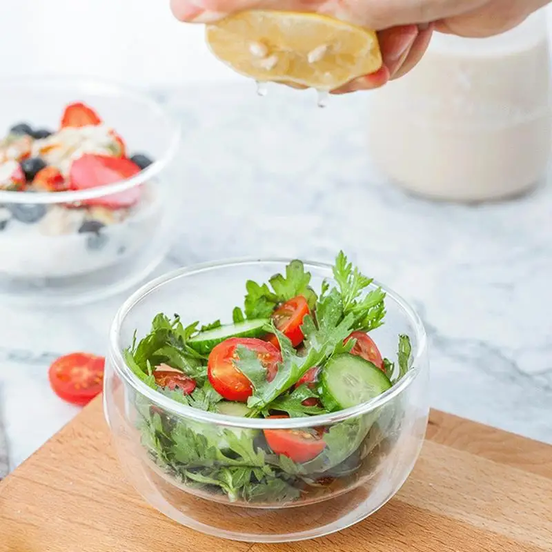 Durable Double Wall Glass Clear Handmade Food Containers Dessert Bowl Healthy Pudding Bowls Jelly Insulated Shot | Дом и сад