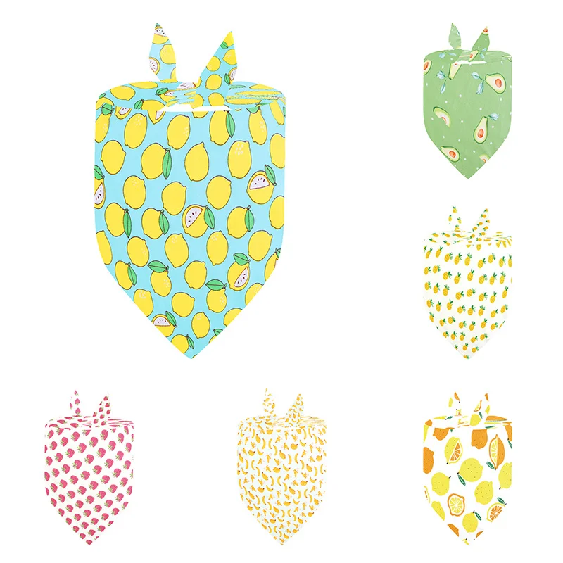 

Pet Saliva Towel Dog Bandanas Pet Bibs Lemon Banana Strawberry Avocado Print Pet Neckerchief Pet Grooming Accessories Pet Scarf