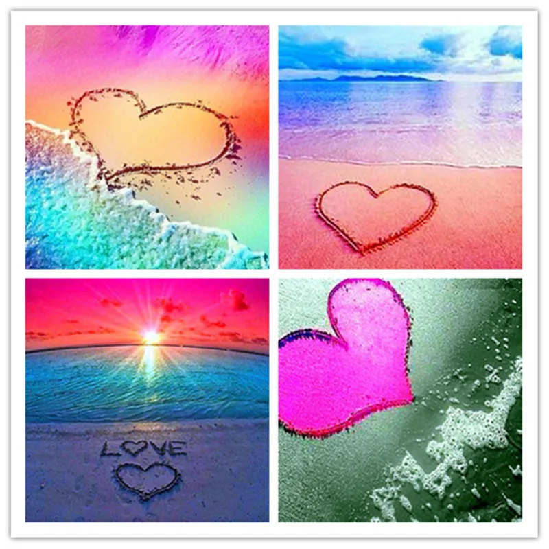 Картина из бисера пейзаж алмазная вышивка любовь полное сверление пляжное