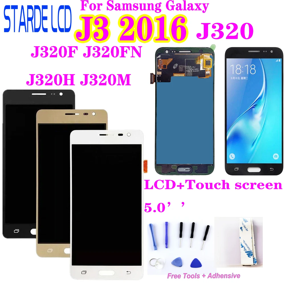 Amoled LCD SM J320FN/F/M/H/DS для Samsung J3 2016 J320 2015 J300 ЖК дисплей сенсорный экран J320F J320FN J320H J320M
