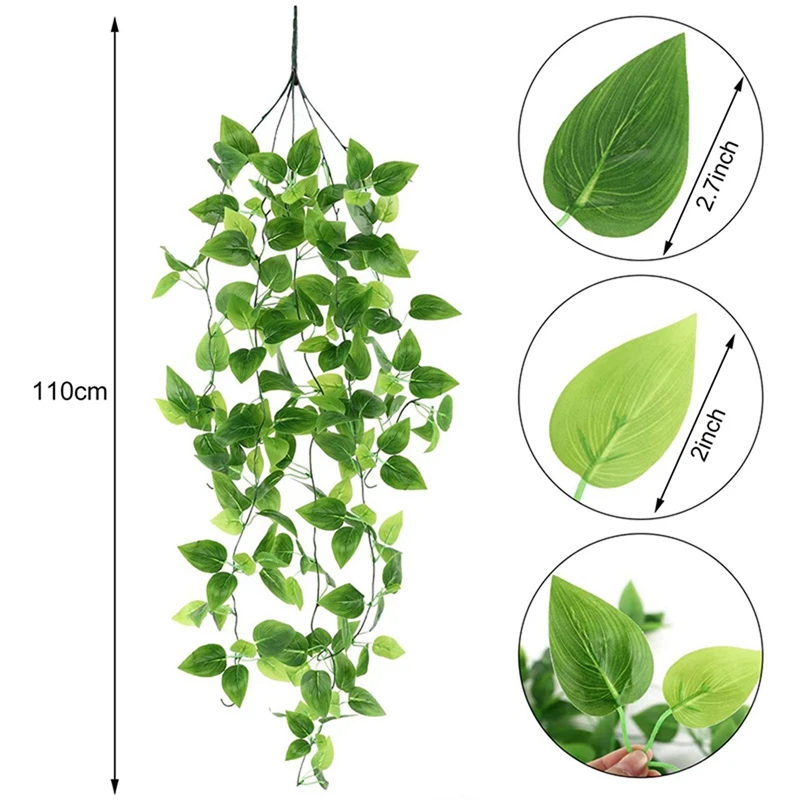 

4Pcs Artificial Hanging Plants Fake Ivy Vine with 30Pcs Flocked Antlers Grass Artificial Flowers