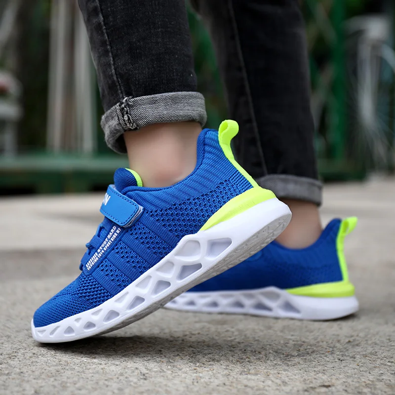 Кроссовки детские для бега дышащие сетчатые на липучке повседневная обувь