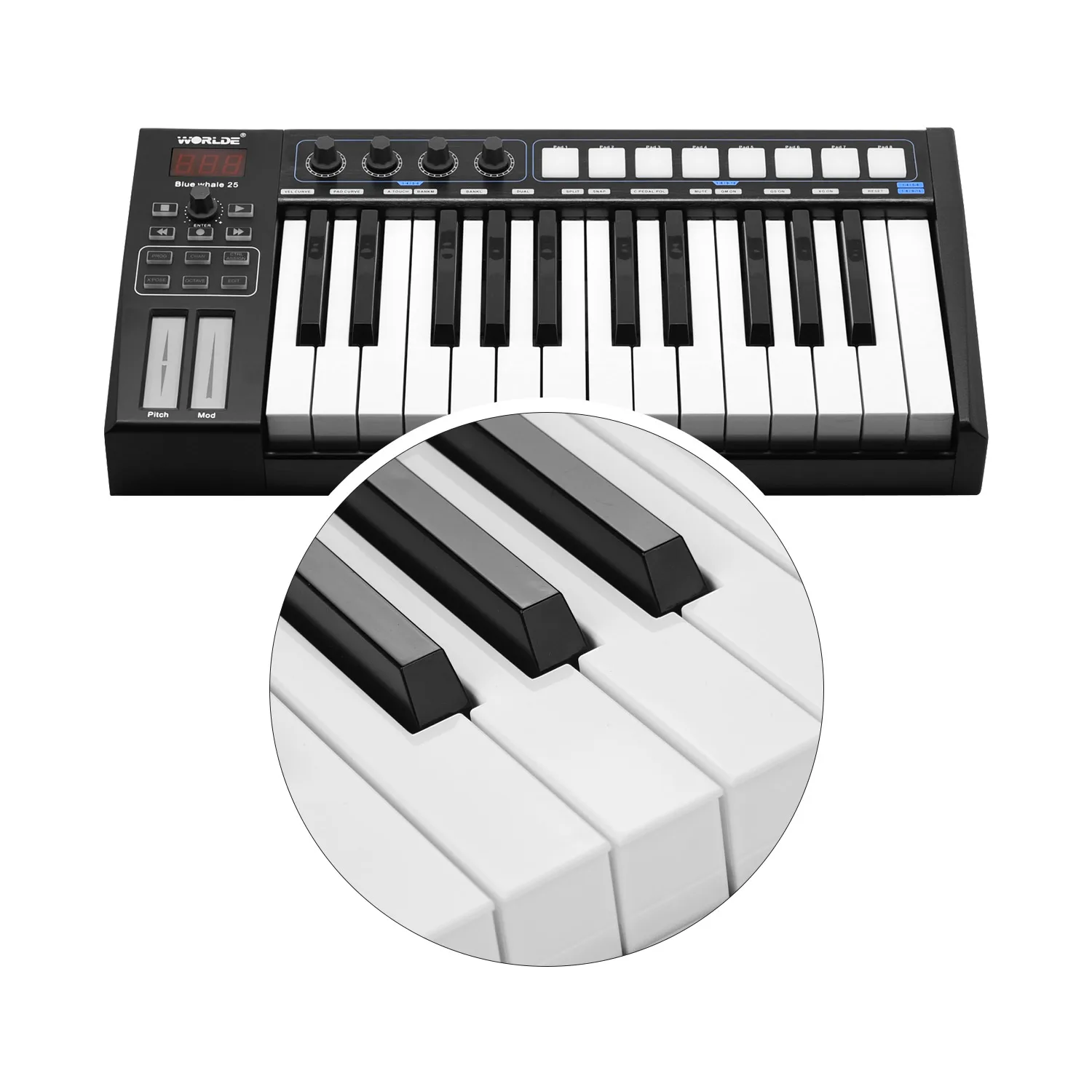 WORLDE TUNA MINI Новый Ультрапортативный 25 клавишный USB MIDI контроллер клавиатуры два