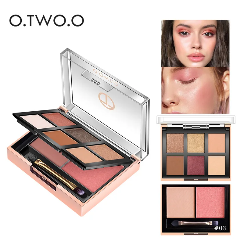 O.TWO.O палитра теней для век хайлайтер Блеск Румяна лица Контур Макияж Палитра 6