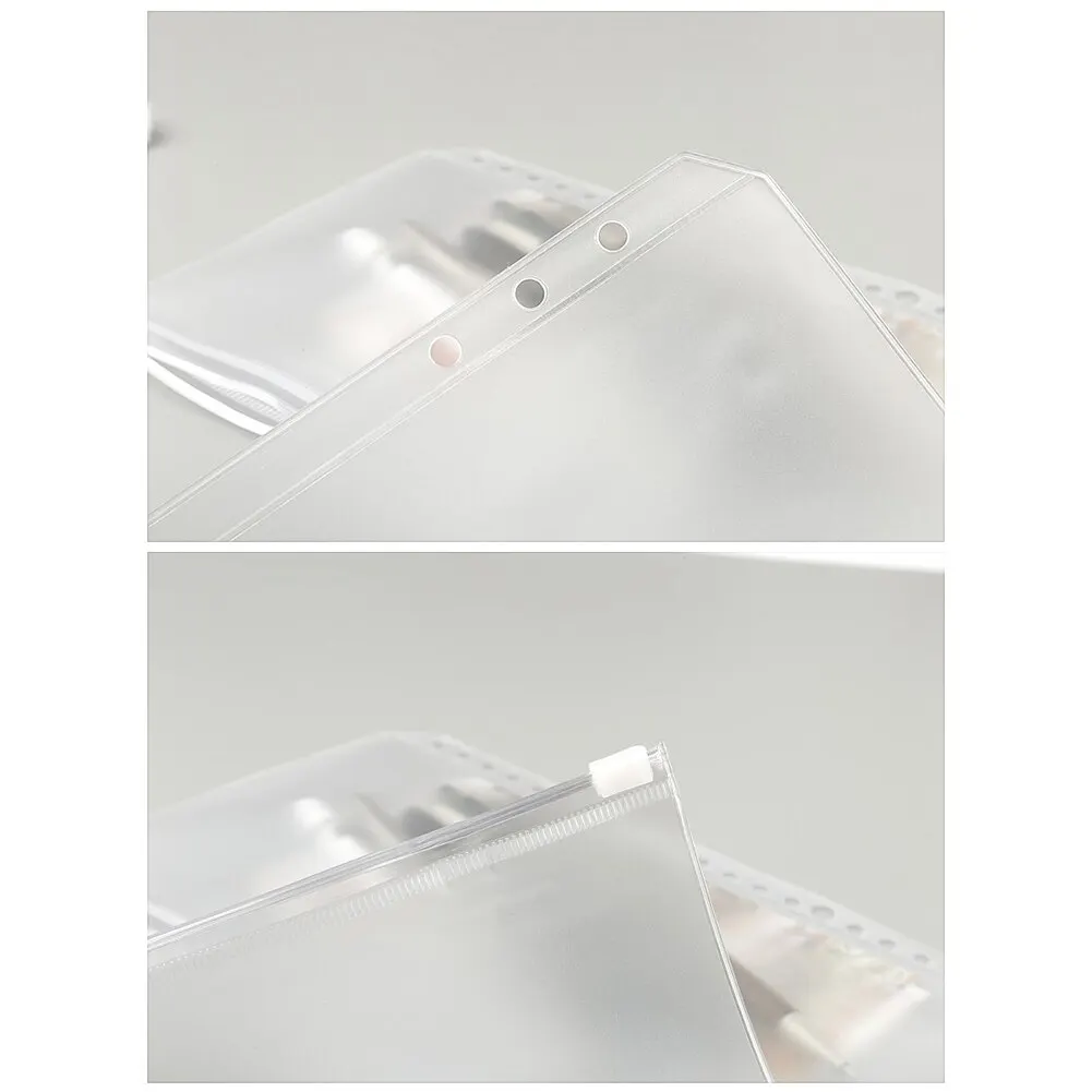 

12PCS Binder Pockets Convenient Clear PVC A5 A6 A7 Binder Pockets Clear Zipper Folders For 6-Ring Notebook Binder Files Reports