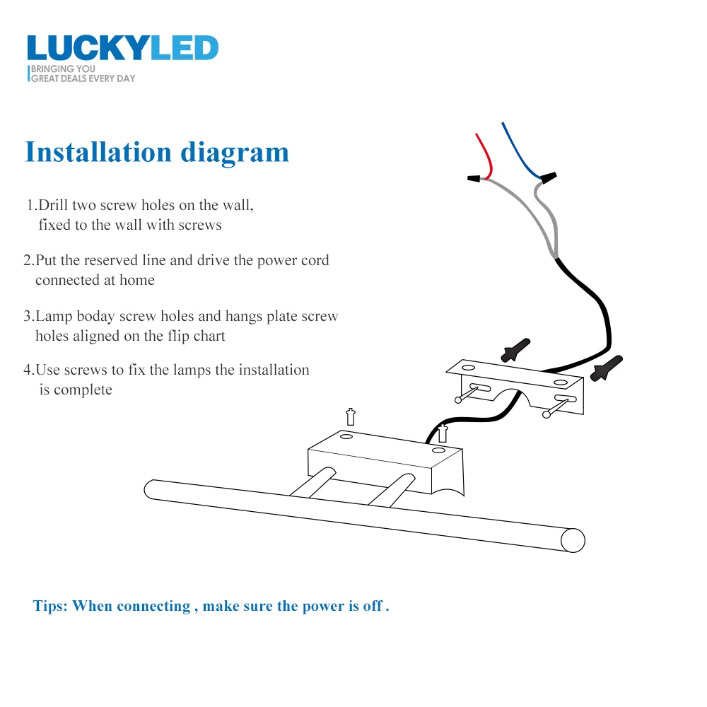 

LUCKYLED Led Wall Lamp 5W 40CM 7W 55CM AC 85-265V Modern Mirror Front Light Bathroom Lamp Stainless Steel Vanity Light Fixtures