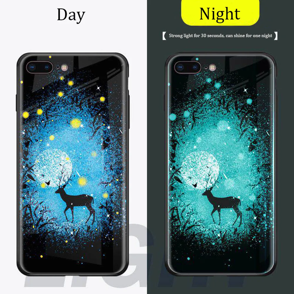 Светящийся чехол из закаленного стекла для Iphone 8 7 6 S Роскошный XS MAX XR X с