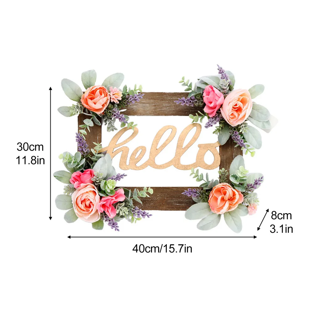 Подвесная дверь с искусственными цветами деревянный знак фоторамка