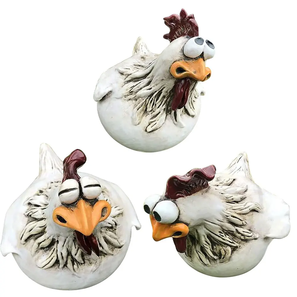 

Funny Big-Eyes Hen Sculpture Resin Crafts Chicken Garden Statue Sculpture Ornament Fence Outdoor Garden Decoration Resin Craft