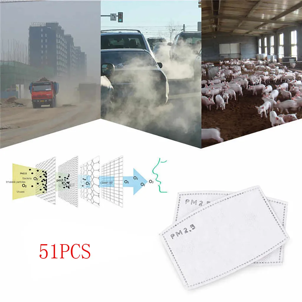 

120PCS PM2.5 5Layers Replacement Pad Universal Mask Filter Facemask Mask Respirator Filters Pad Activated Carbon Mask Gasket Pad