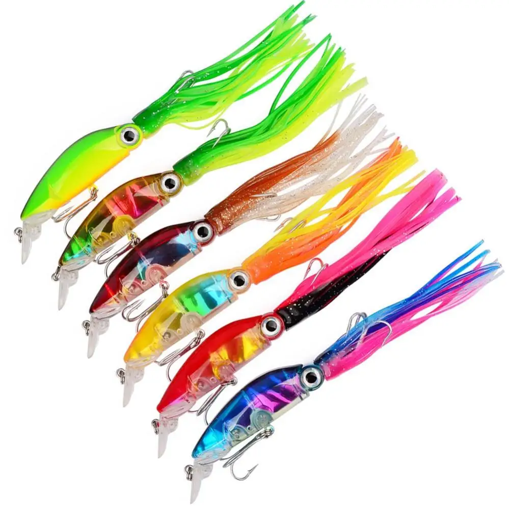 

10cm 18g Fishing Lures Simulation Octopus Squid Hook Beard Minnow Artificial Baits 6 Colors Optional