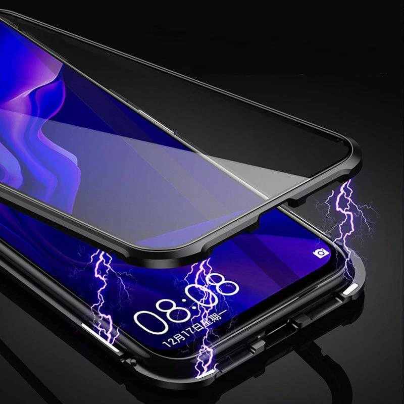 Full Magnetic Cover Case For Huawei P Smart Z Case 360 double side Glass Cover for y9 Magnet Metal For Y9 Prime case