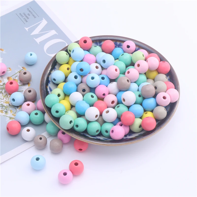 

50Pcs/Lot 10mm Handmade DIY Wooden Beads Round Shape Loose Wood Beads for Rattle Pacifier Necklace Accessories