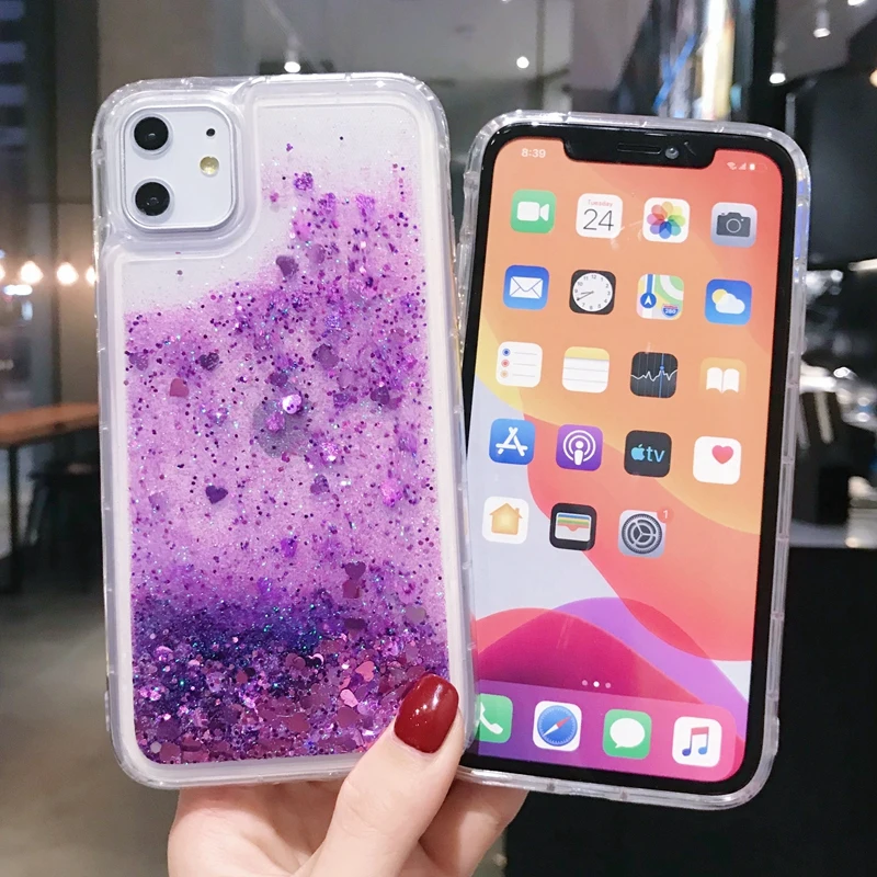 Розовые блестящие Чехлы для iphone 6s 7 8plus X XSmax 11 11pro прозрачный мягкий силиконовый