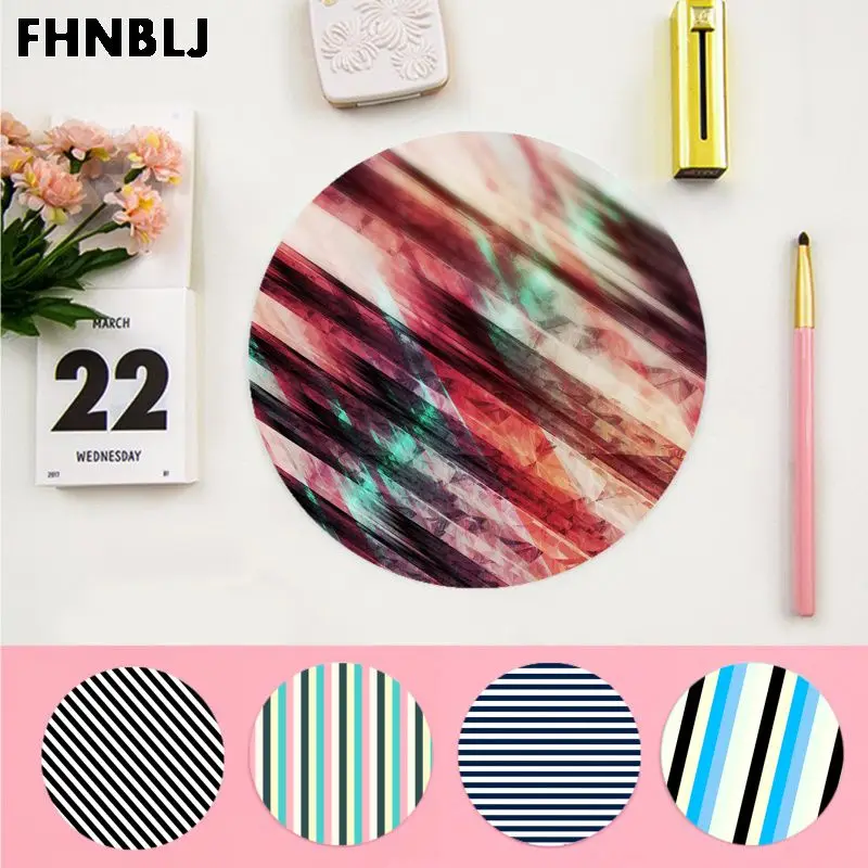 

FHNBLJ New Design Black Watercolor Stripes Beautiful Anime round Mouse Mat gaming Mousepad Rug For PC Laptop Notebook