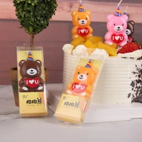 suit child cartoon cute hug love bear birthday candles cake topper insert creative birthday party dessert table candle ornaments