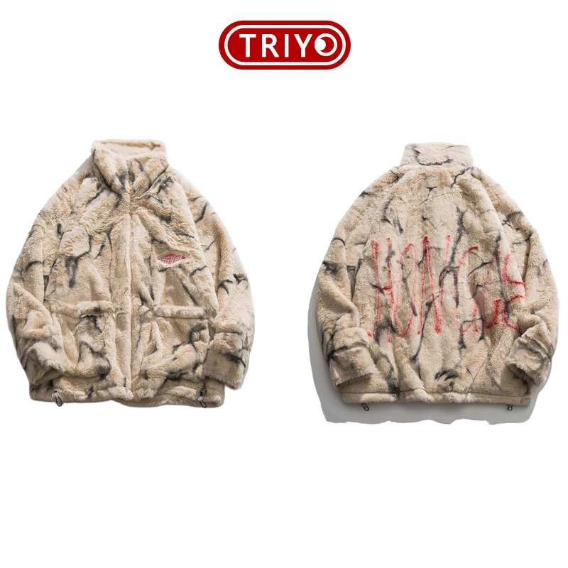 

TRIYO 2021 Women Winter Down Jacket Oversized Zip Up Coat Wool Men Streetwear Hip Hop Cashmere Casual Fashion Pocket Clothes