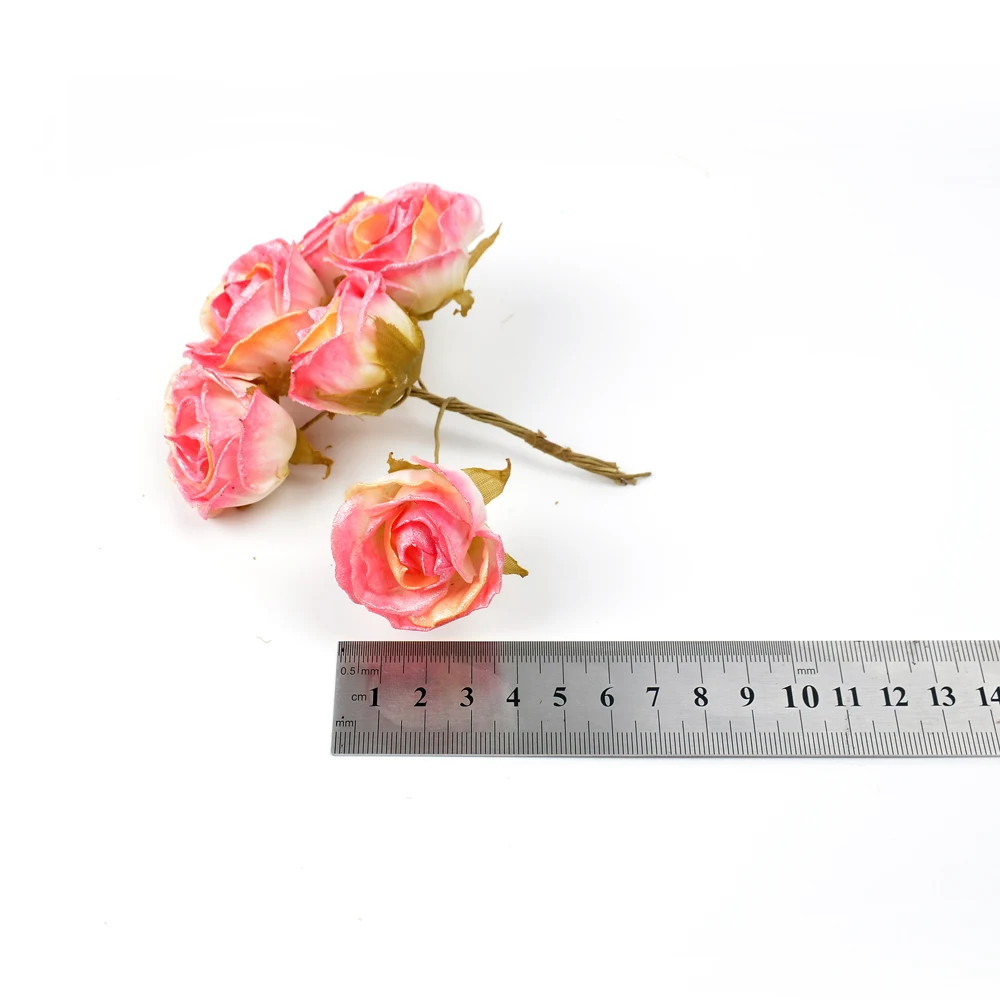 6 шт. искусственный цветок 4 см шелк ярко розовая роза Искусственные цветы