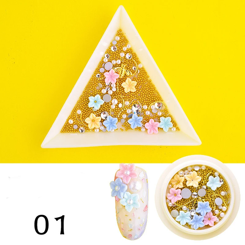 Смола Роза 3D украшения для ногтей 1 коробка дизайн цветок стиль драгоценный