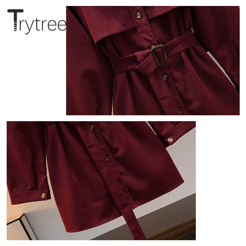 Trytree осень-зима на среднем устойчивом каблучке Женская Тренч карманы пояс