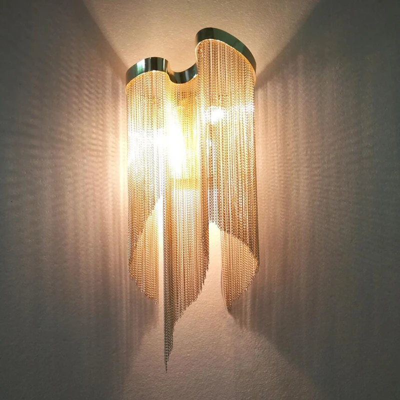 

Modern Design Luxury Fashion Aluminum Chain Wall Lamp E14 Bulb Modern Bedside Wall Lamp Bedroom Living Room Wall Lamp